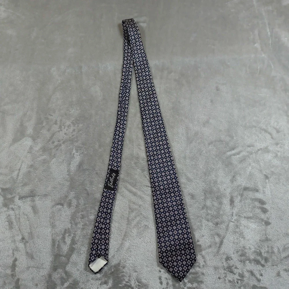Vintage Christian Dior Cravates Tie Men‎ 54x3 Blue Geometric Abstract Bullocks
